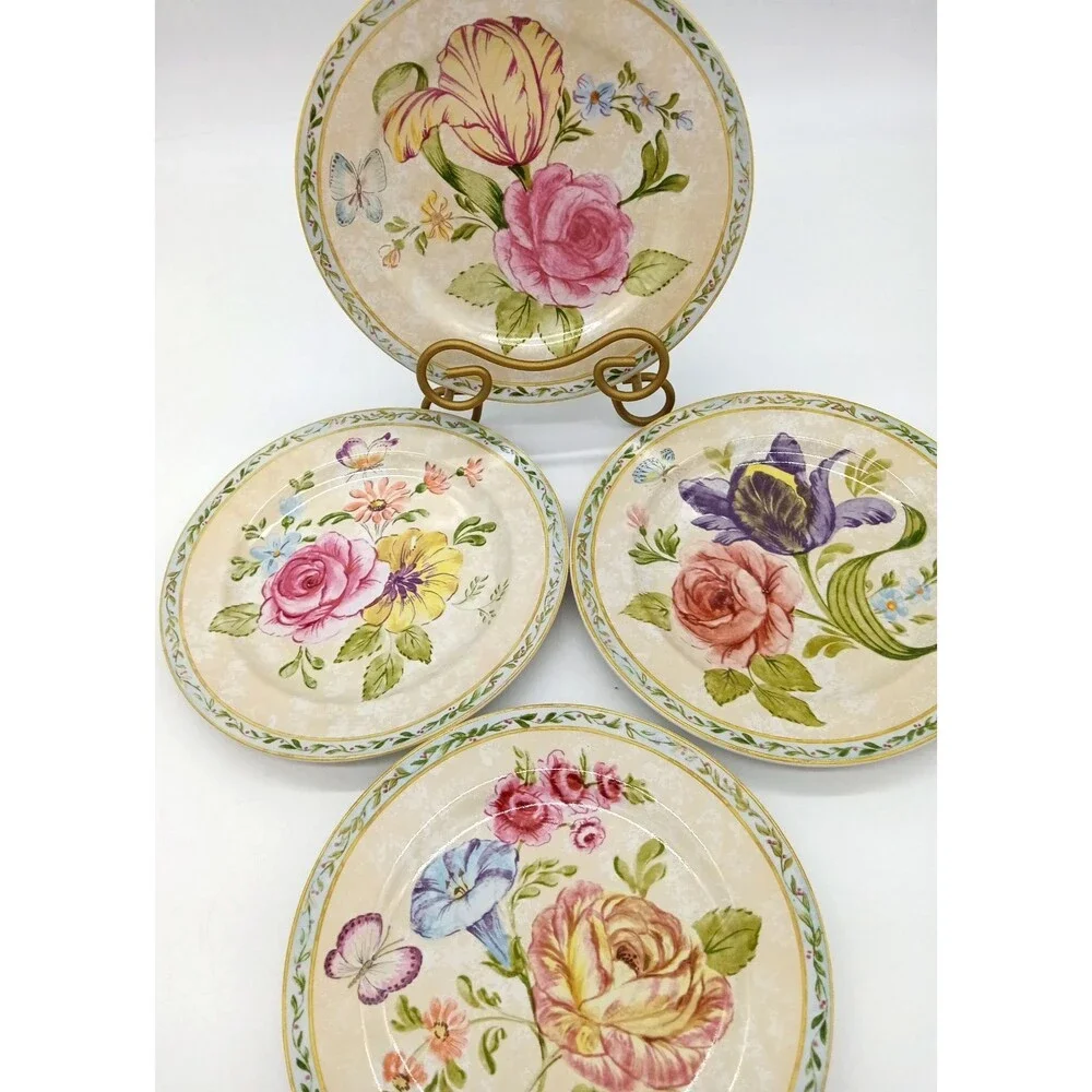 Vintage American Atelier Floral Daze 5024 Set of 4 Stoneware 8